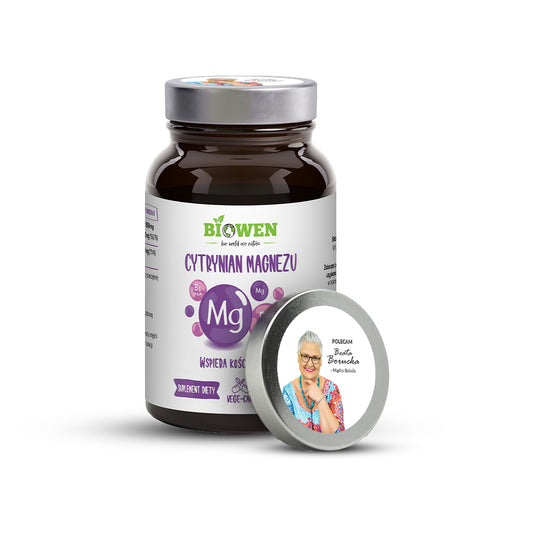 Cytrynian magnezu 825 mg z witaminą B6 (P-5-P) Biowen – 100 kapsułek