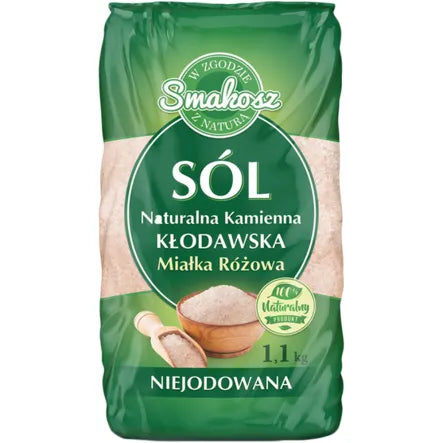 Sól Kłodawska Kamienna Naturalna Miałka Różowa Niejodowana 1,1 kg - SMAKOSZ